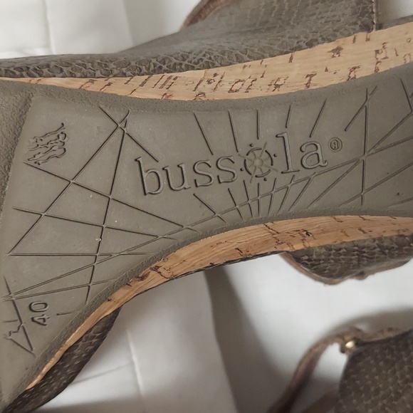 BUSSOLA Cork Wedge Sandals Leather Snakeskin Embossed - Picture 10 of 10